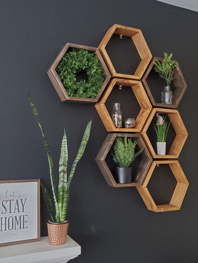 مجموعة رفوف جدارية سداسية